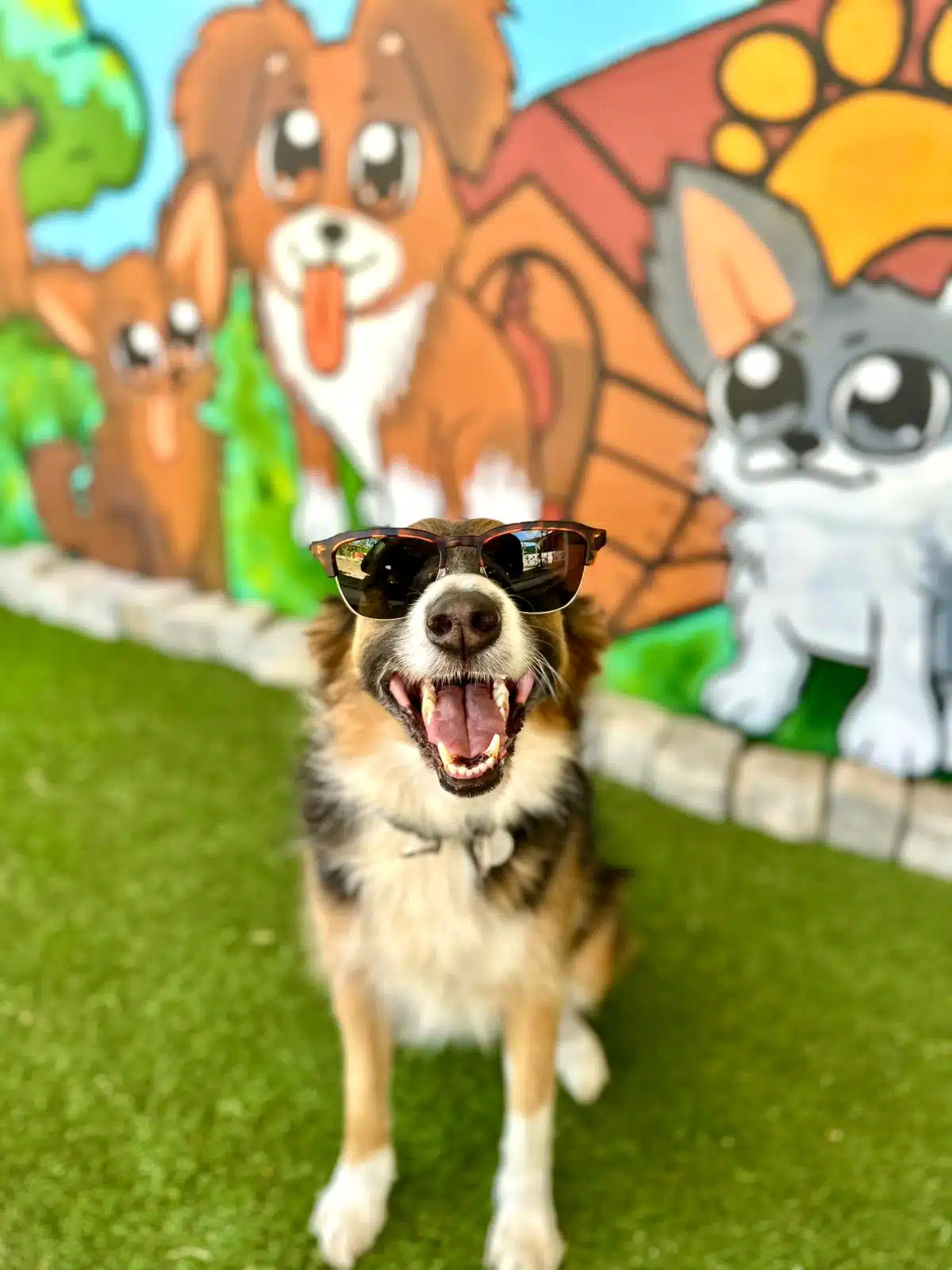 border collie com oculos em creche canina